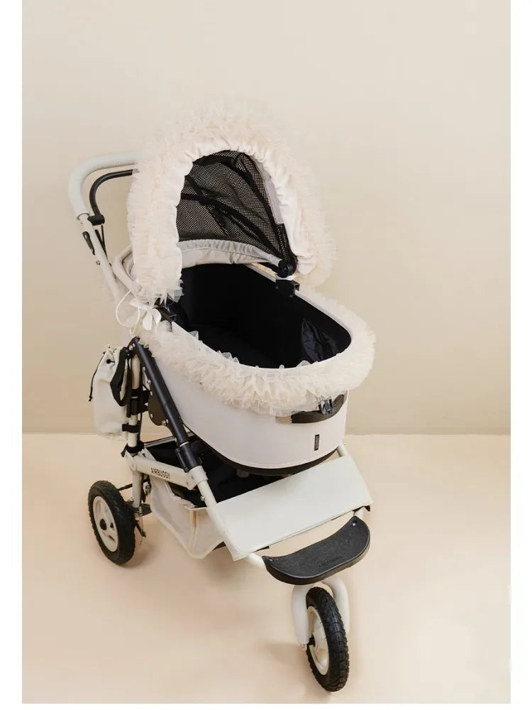 Lace Pet Stroller Cover Sunshade Mesh Washable