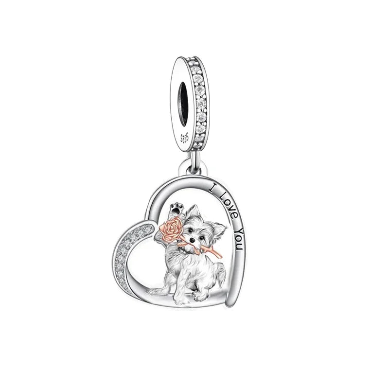 925 Silver Dog Charms Bracelet Bead for Pet Memorial
