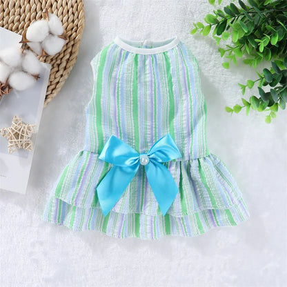 Vestito da Principessa a Righe e Quadri con Fiocco per Animali