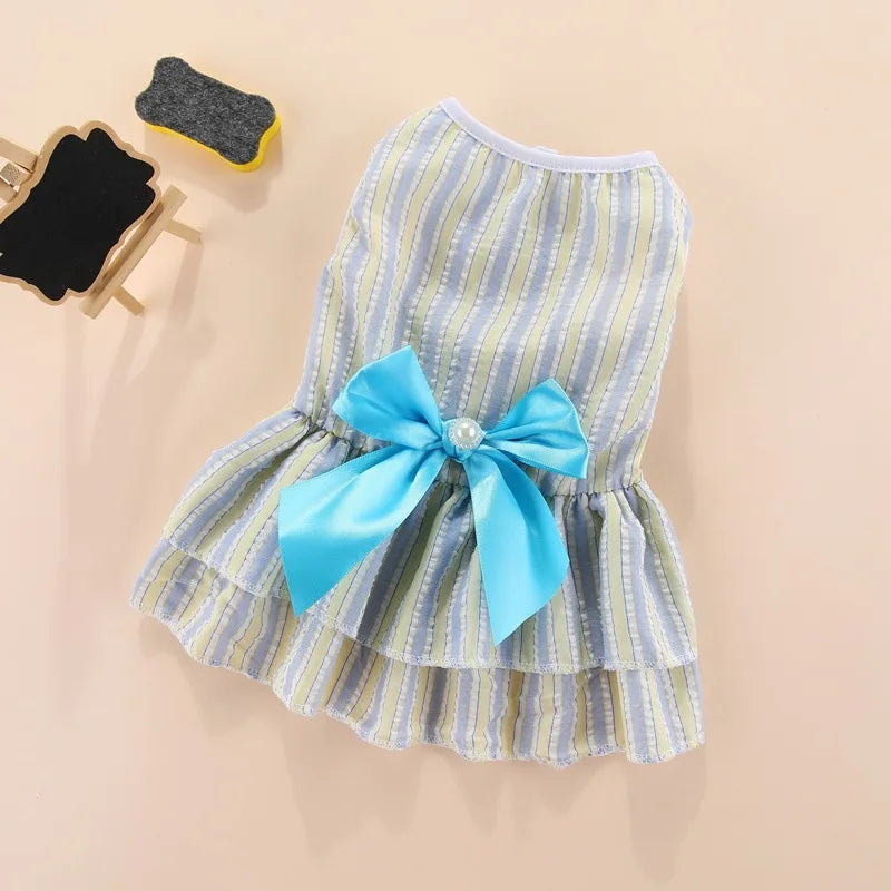 Vestito da Principessa a Righe e Quadri con Fiocco per Animali