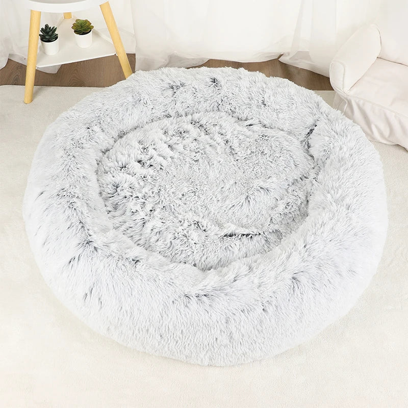 Donut Dog Bed Plush Round Pet Bed Washable