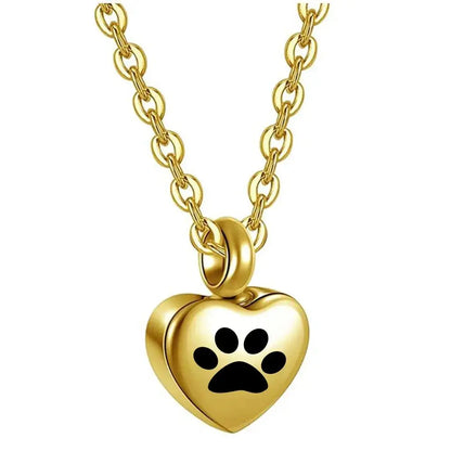 Stainless Steel Heart Paw Urn Necklace for Memorial Ashes Jewelry